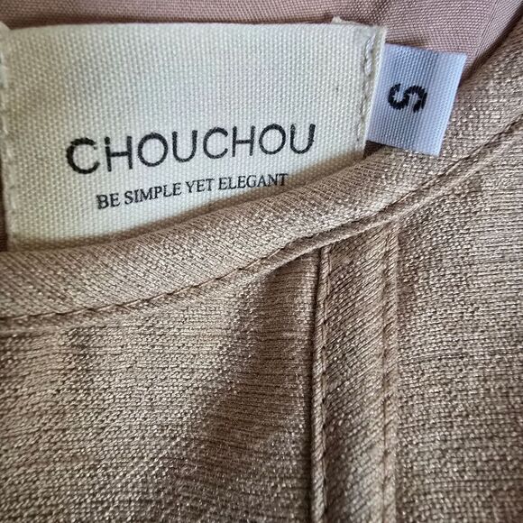 CHOUCHOU Women's  Mini Dress Beige and White Long Sleeve Size Small Preppy - Picture 6 of 6